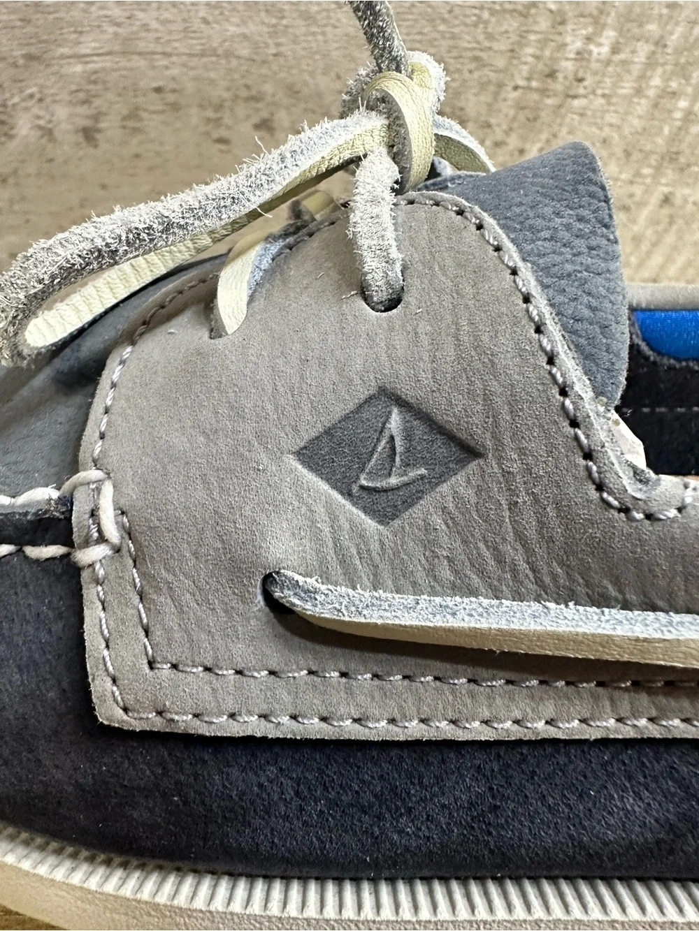 Sperry Authentic Original Plush Washable Boat Shoes Navy Gray Cork Mens Size 9M